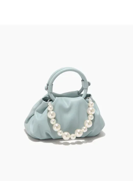 Yellow Pearl-Embellished Structured Handbag - 29