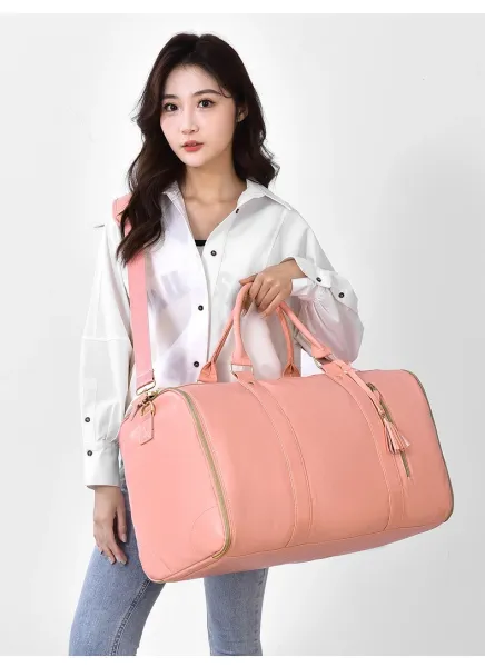 Rolling Garment Duffel Bag Black and Tan Travel Bag - 19