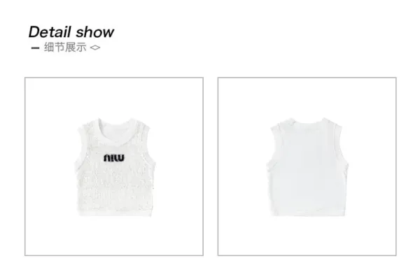 Miu Miu Sequined Crop Top + Cargo Pants Set in Pink and Silver - 15