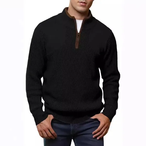 Design Ribbed Half-Zip Sweater Black - 1