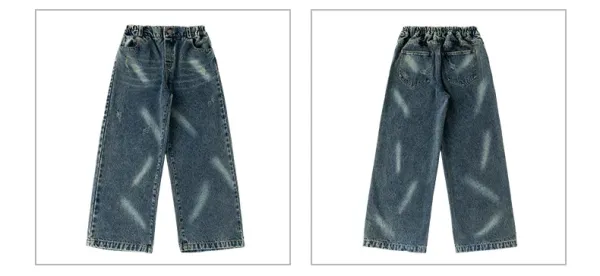 FUBG Graphic Print Oversized T-Shirt and Distressed Wide-Leg Jeans Set - 18