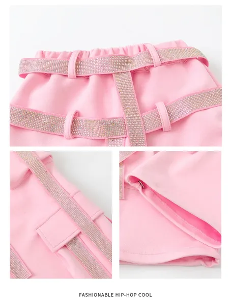 Miu Miu Sequined Crop Top + Cargo Pants Set in Pink and Silver - 20