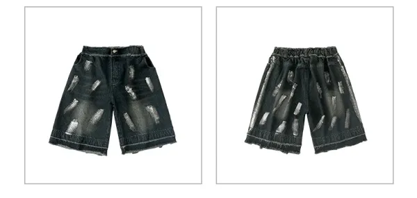 PUBG x Streetwear Oversized Graphic Tee Beige + Distressed Denim Shorts Black + Camo Cap + Star Socks Set - 18