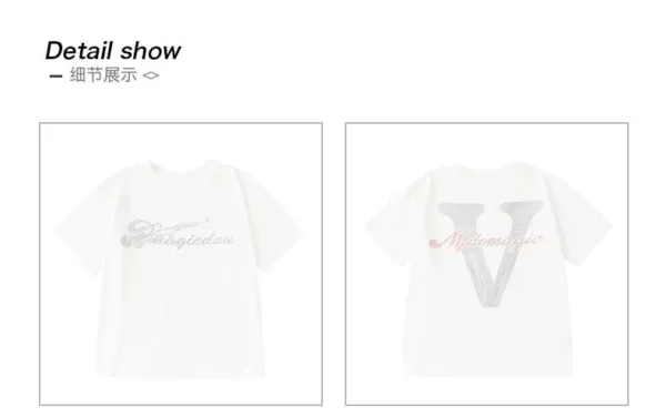 Magicdou Graphic Embroidered Oversized T-Shirt and Wide-Leg Pants Set in White with Black Accessories - 16
