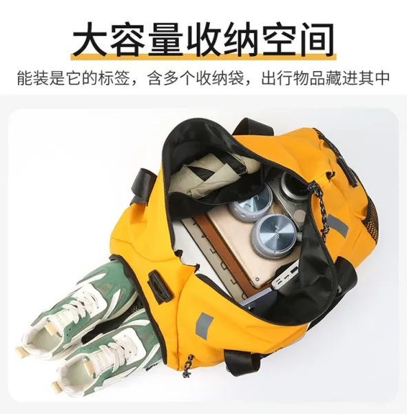 Design Sporty Duffle Bag Pink with Black Straps - 11