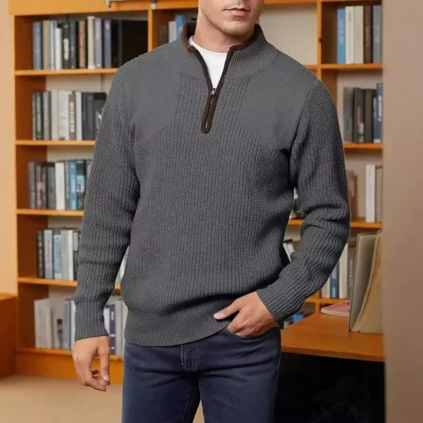 Design Ribbed Half-Zip Sweater Black - 9