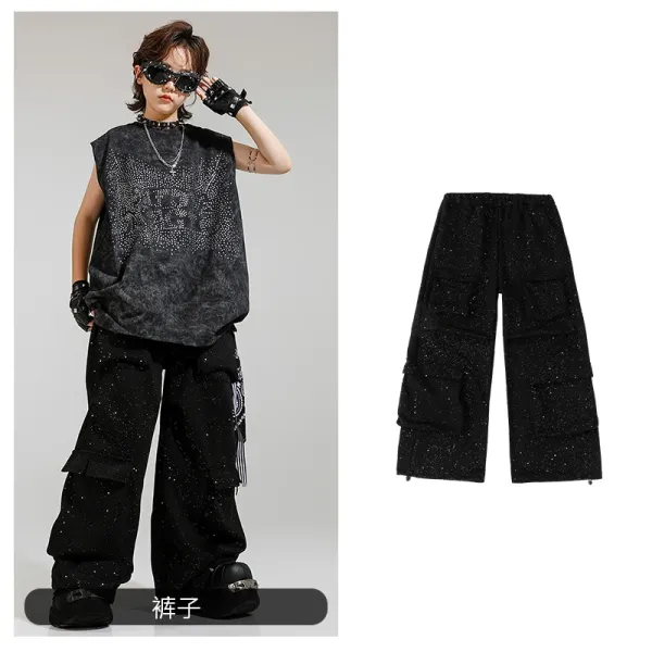 Design Glitter Cargo Pants Black - 1