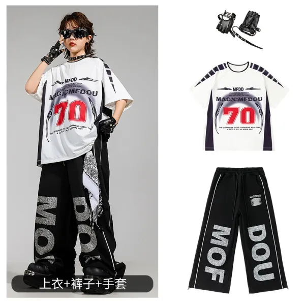 MFDD Magic MFDU 70 Graphic Oversized T-Shirt and Wide-Leg Pants Set with Gloves - 1