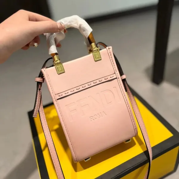 Fendi Mini Baguette Logo White Shoulder Bag - 2