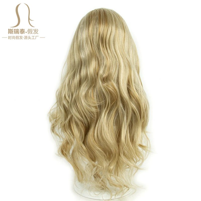 XWY-0373 13x3 Lace Front Wig Honey Blonde Straight Synthetic Hairpiece - 18