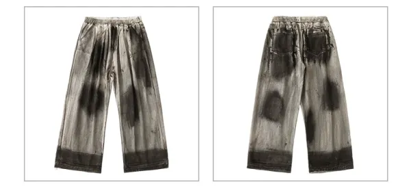 HECOOLEST Distressed Graphic Shirt and Tie-Dye Pants Set Gray - 17
