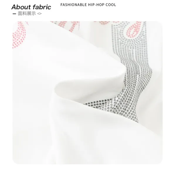 Magicdou Graphic Embroidered Oversized T-Shirt and Wide-Leg Pants Set in White with Black Accessories - 5