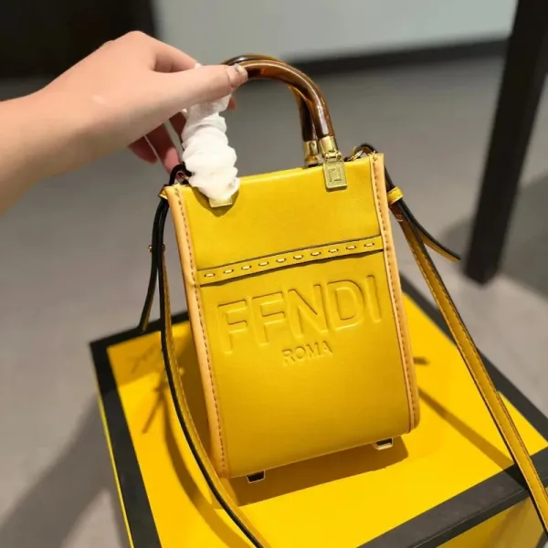 Fendi Mini Baguette Logo White Shoulder Bag - 3