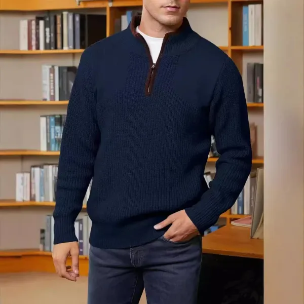 Design Ribbed Half-Zip Sweater Black - 10