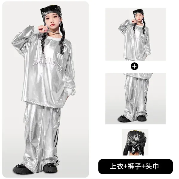 ROCK AND ROLL CYCLE Silver Metallic Oversized Hoodie Set with Headwrap - 1
