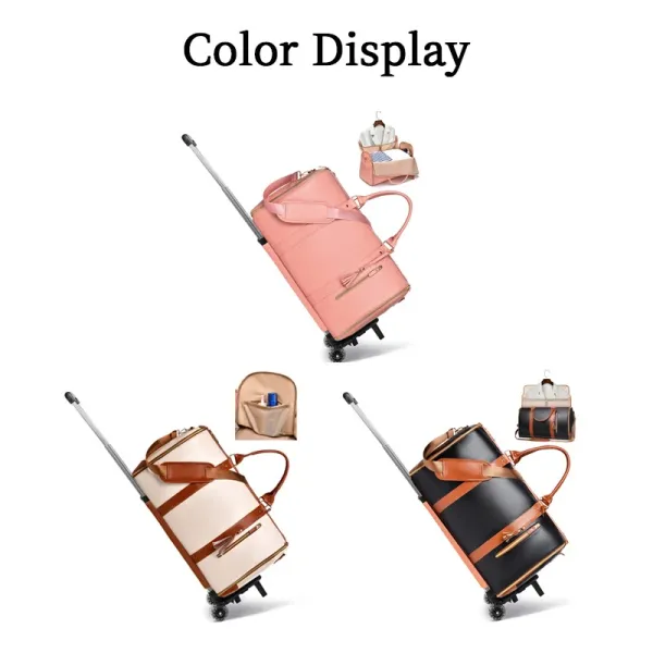 Rolling Garment Duffel Bag Black and Tan Travel Bag - 4