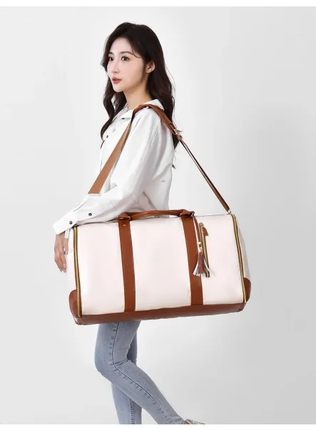 Rolling Garment Duffel Bag Black and Tan Travel Bag - 21