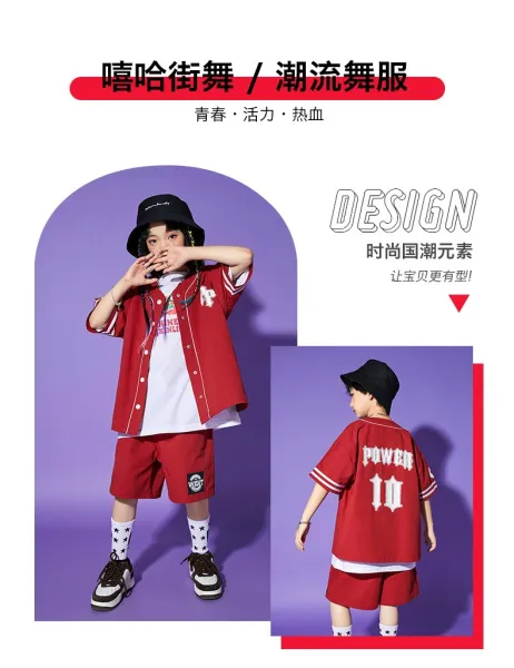 Design Streetwear Set: Red Baseball Jacket, White Graphic Tee, Red Shorts, Star Socks & Black Bucket Hat - 3