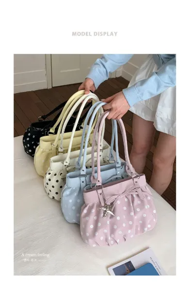 Moodstreet University of Australia Hoodie Gray + Polka Dot Pleated Handbag Cream - 7