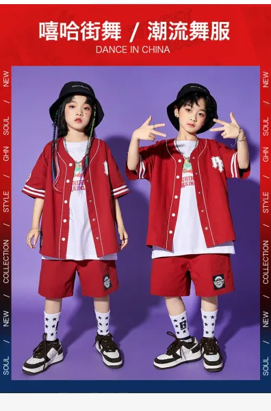 Design Streetwear Set: Red Baseball Jacket, White Graphic Tee, Red Shorts, Star Socks & Black Bucket Hat - 9