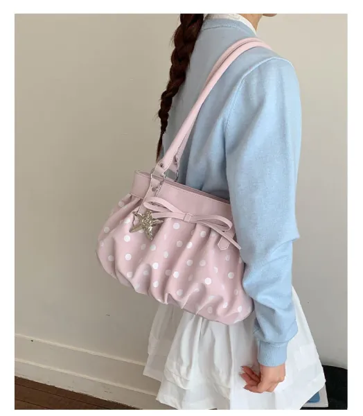 Moodstreet University of Australia Hoodie Gray + Polka Dot Pleated Handbag Cream - 19