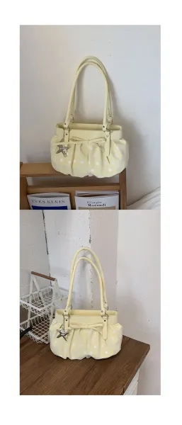 Moodstreet University of Australia Hoodie Gray + Polka Dot Pleated Handbag Cream - 26
