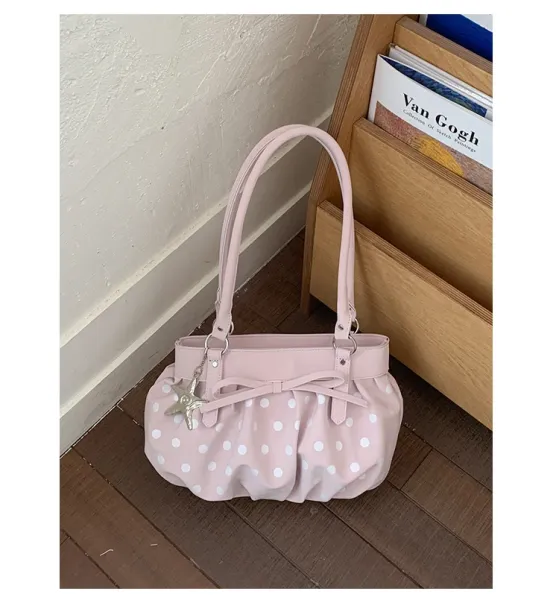 Moodstreet University of Australia Hoodie Gray + Polka Dot Pleated Handbag Cream - 38