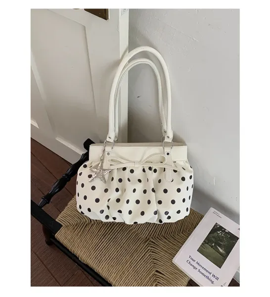 Moodstreet University of Australia Hoodie Gray + Polka Dot Pleated Handbag Cream - 48