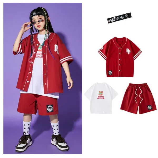 WEST x Chinese Zodiac Baseball Jacket Set Red Casual-Set - 1