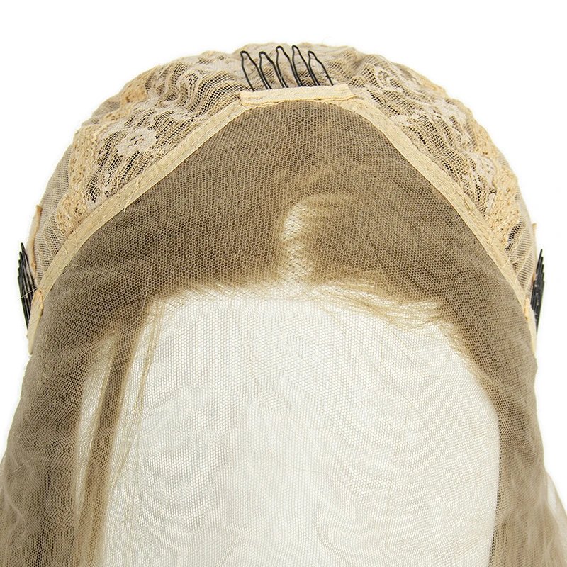 XWY-0373 13x3 Lace Front Wig Honey Blonde Straight Synthetic Hairpiece - 20