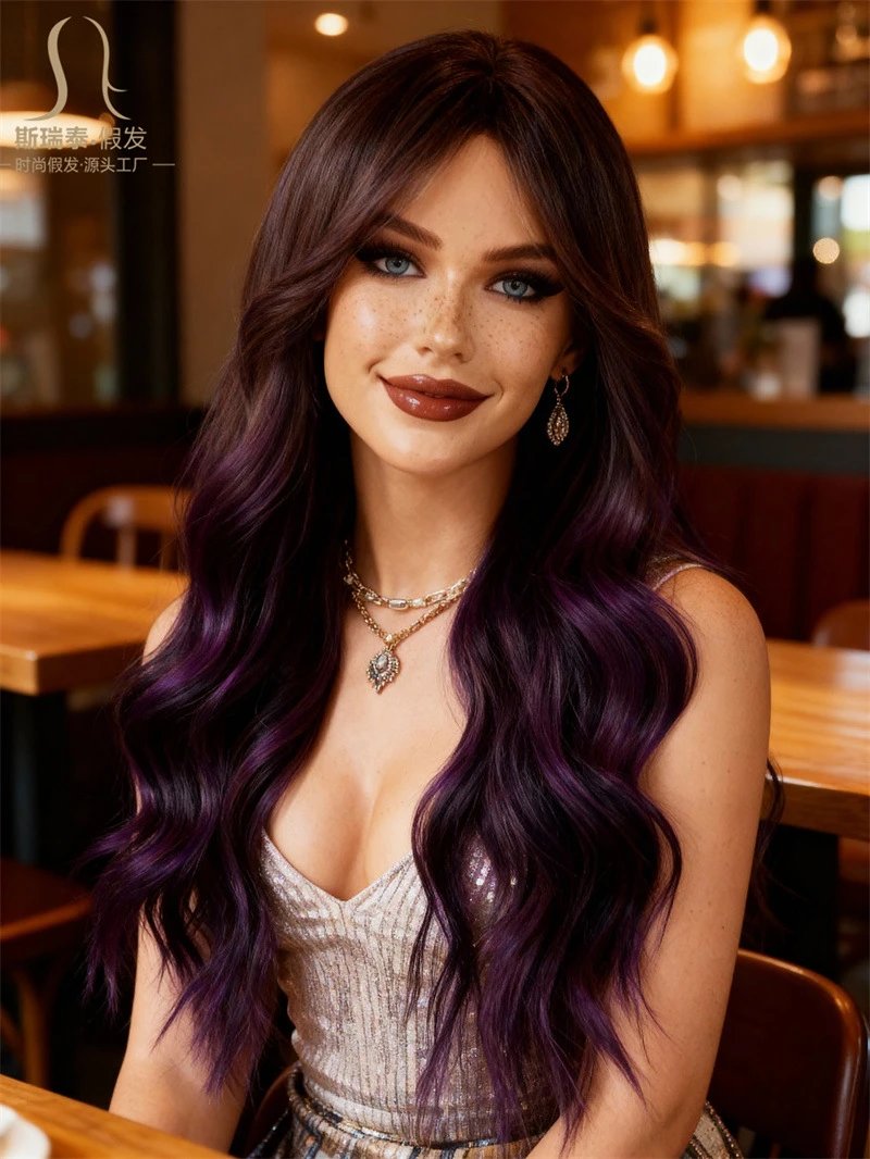 Sisitai Fake Hair Mermaid Green Ombre Long Wave Wig - 21
