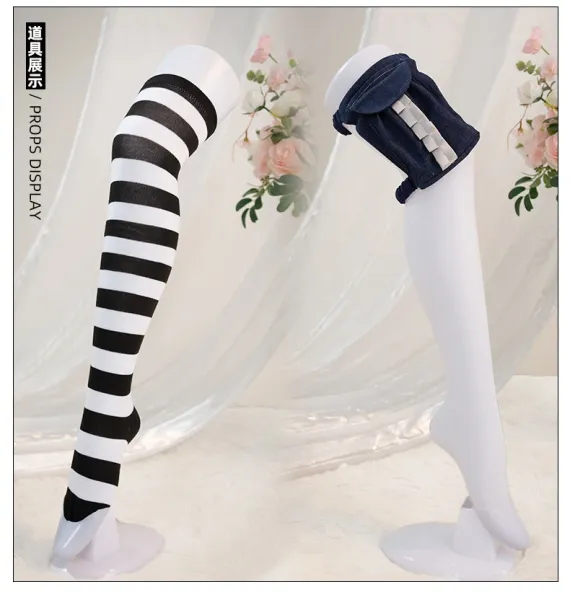 Cosplay Uniform Set White Black Denim Blue Hat Gloves Socks Belt Leg Bag - 23