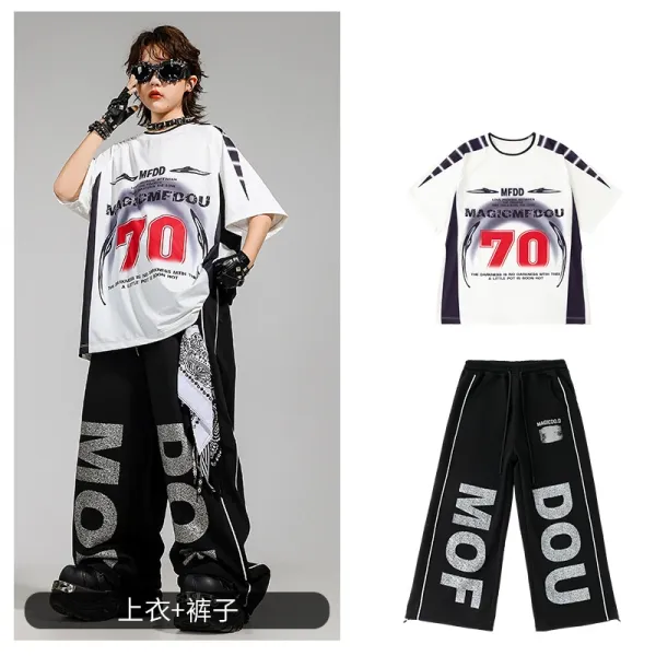 MFDD Magicmfcou 70 Graphic Oversized T-Shirt and Wide-Leg Sweatpants Set - 1