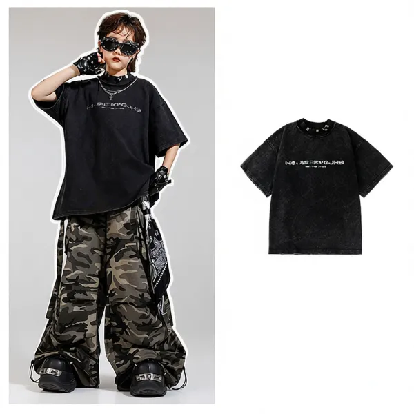 Design Acid Wash Black Graphic T-Shirt - 1