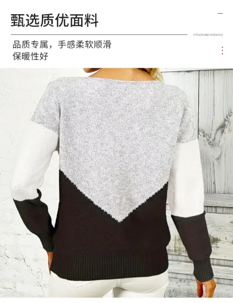 Color-Block Mesh Knit Sweater in Gray, Black, and White - 8