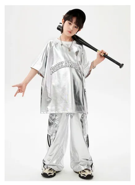 Rockarolly Silver Metallic Hoodie Set with Visor Hat - 15