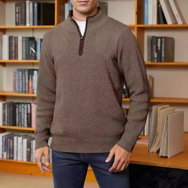 Design Ribbed Half-Zip Sweater Black - 7