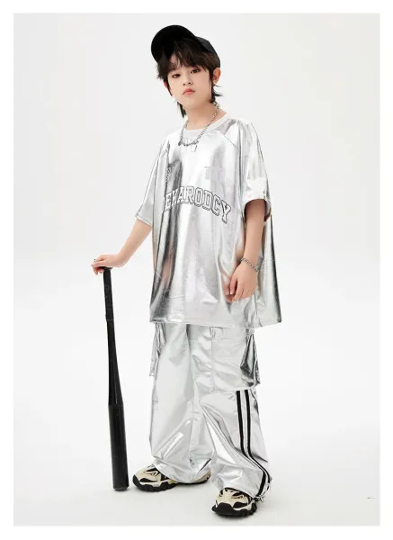 Rockarolly Silver Metallic Hoodie Set with Visor Hat - 16
