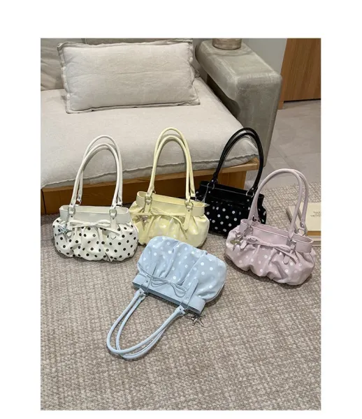 Moodstreet University of Australia Hoodie Gray + Polka Dot Pleated Handbag Cream - 10