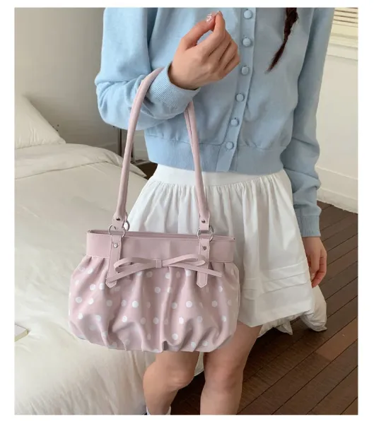 Moodstreet University of Australia Hoodie Gray + Polka Dot Pleated Handbag Cream - 17