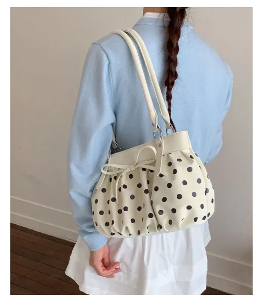 Moodstreet University of Australia Hoodie Gray + Polka Dot Pleated Handbag Cream - 24