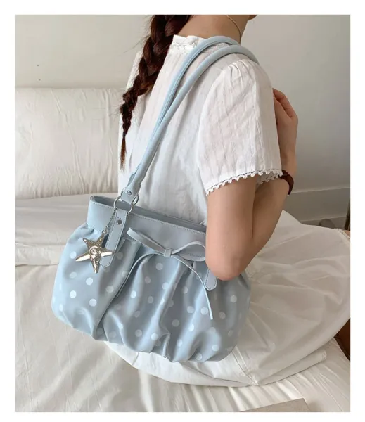 Moodstreet University of Australia Hoodie Gray + Polka Dot Pleated Handbag Cream - 30