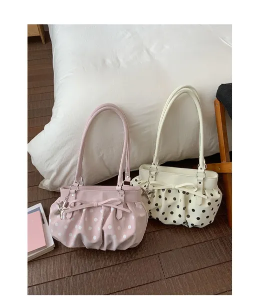 Moodstreet University of Australia Hoodie Gray + Polka Dot Pleated Handbag Cream - 37