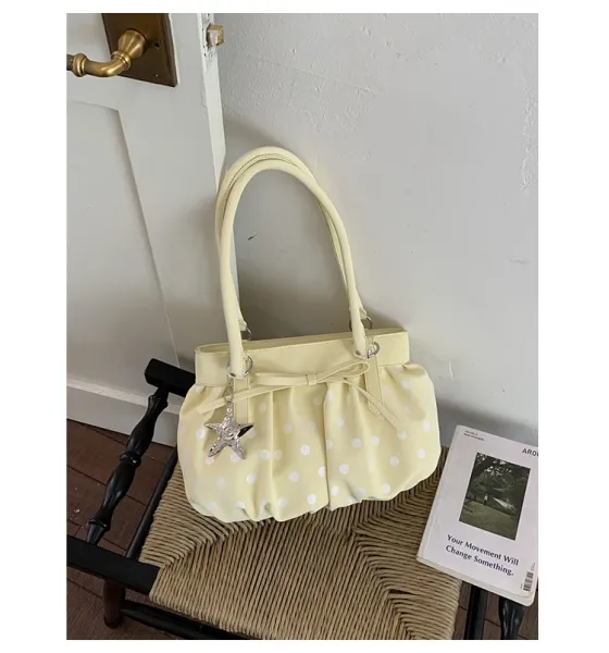 Moodstreet University of Australia Hoodie Gray + Polka Dot Pleated Handbag Cream - 42