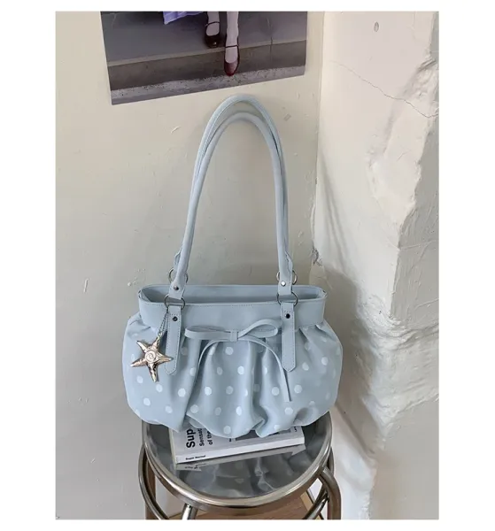 Moodstreet University of Australia Hoodie Gray + Polka Dot Pleated Handbag Cream - 44