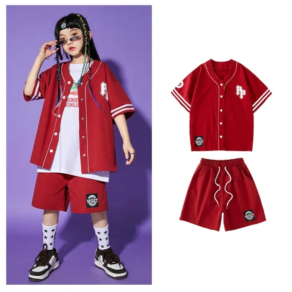WEST Baseball Jacket and Shorts Set Red Casual-Set - 1