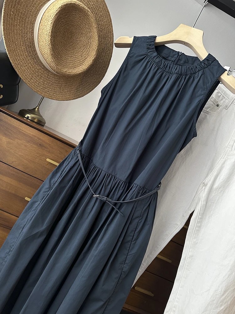 Design Sleeveless Smocked Waist Midi Dress in Navy, Black, and Floral Prints - 2