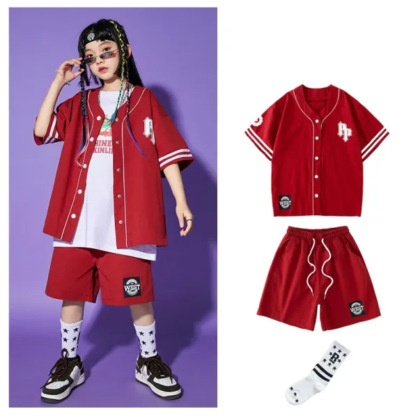 WEST x Hine Kinlin Red Baseball Jacket Set with Star Socks - 1