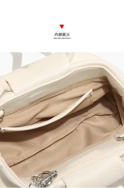 Yellow Pearl-Embellished Structured Handbag - 17
