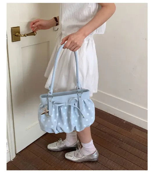 Moodstreet University of Australia Hoodie Gray + Polka Dot Pleated Handbag Cream - 31